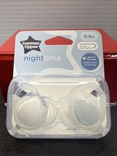 Tommee Tippee Night Time Pacifier Pack of 2 Glow in the Dark White Blue BPA Free