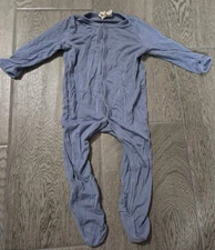 Kyte Baby 3-6M Solid Blue Bamboo Sleeper Footie Pajamas PJs Soft Stretch
