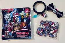 Monster High 100 pc Puzzle 2012 Plastic Charms Bracelet Confetti Hair Clip LOT