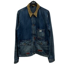RRL Remake Denim Chore Coat Indigo x Brown Size M 100626 Double RL 139