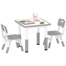 AIYAPLAY 3 Pcs Height Adjustable Kids Table and Chair Set for Playroom - Grey