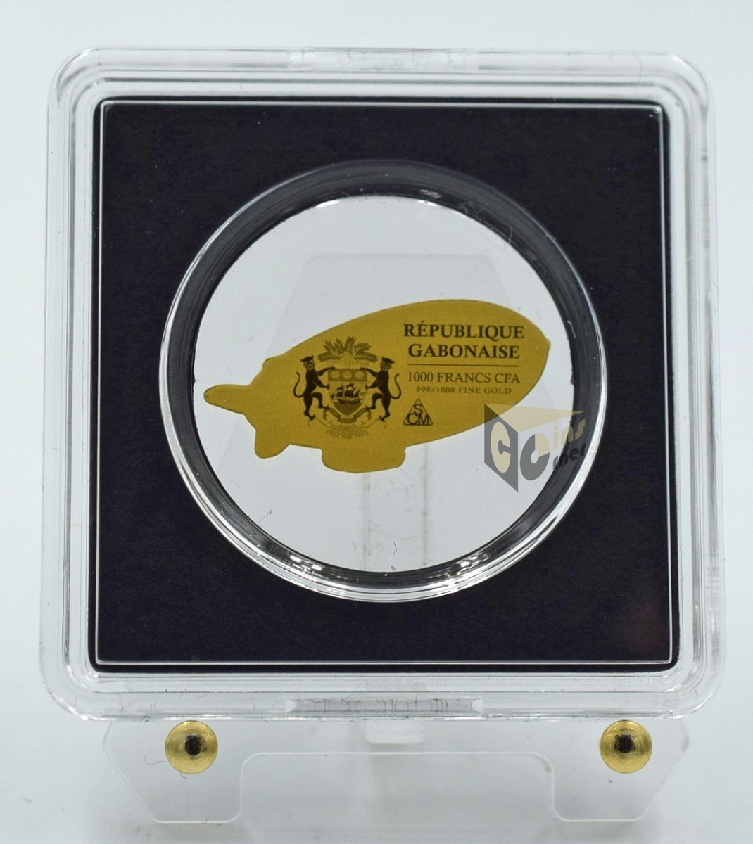フランクフォート・メイン 1000ドル金券 Zeppelin Shaped 1/1000 Oz 999 Gold Coin 3000 Francs Chad | eBay