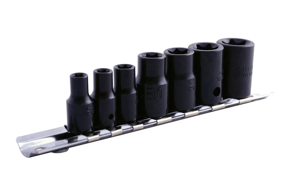 Laser Tools Impact Inverted Torx Star Socket Set 3/8"D 1/4"D 7pc Black 0897 - Image 1 of 1