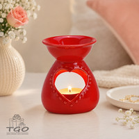 Deko Duftlampe Mit Herz Deko Aus Keramik In Rot 10X8Cm- 10031278R