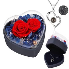 Eternal Roses Preserved Rose with Heart Necklace, Mothers Day Rose Gifts for ...