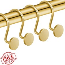 CHICTIE Gold Shower Curtain Hooks, 12 Pcs, Rustproof Metal Rings, Round Heavy...