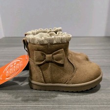 Wonder Nation Baby Girl Sherpa Fur Lined Boots Size 3 Brown Faux Suede NWT