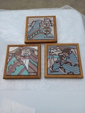 Vintage Cleo Teissedre Tiles Framed Trivets W...