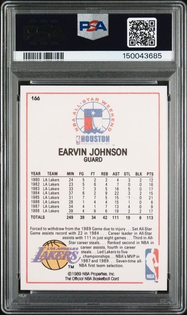1989 NBA Hoops #166 Magic Johnson signed auto card PSA DNA 9 10 view 2
