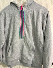 Athleta Girl Girl's Cotton blend gray hooded sweatshirt with colorful trim XL/14