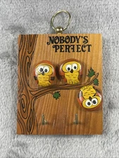 Vintage 2 Key Wooden Key Holder Owls Sitting In Tree Nobody’s Perfect