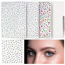 vivinin 1465P Face Gems, Self-Adhesive Hair 3mm, 4mm, 5mm, 6mm, Multicolor 