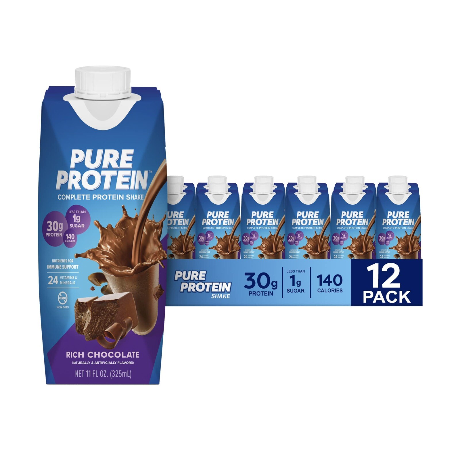 &bull;:.Pure Protein Chocolate 🍫Protein Shake, 11oz Bottles,