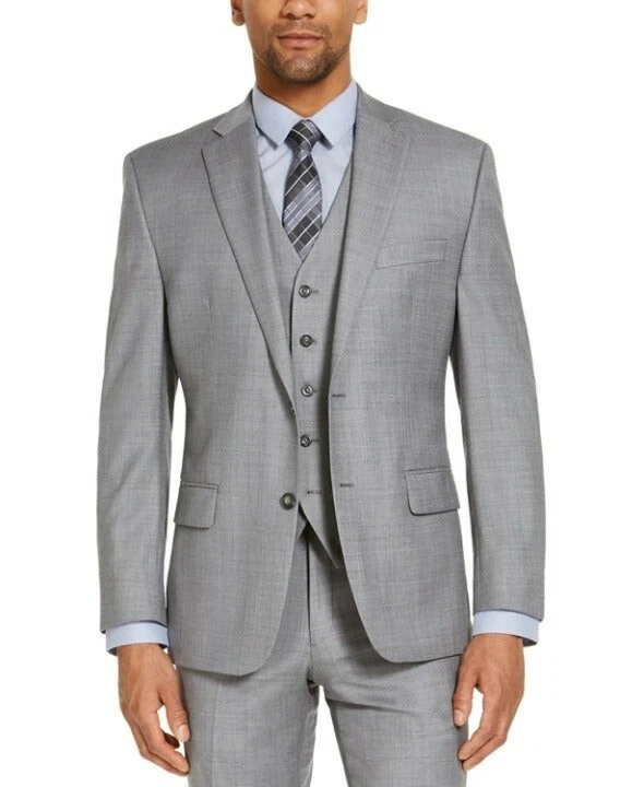 Michael Kors Mens Classic Fit Airsoft Stretch Solid 3 Piece Suit 40L