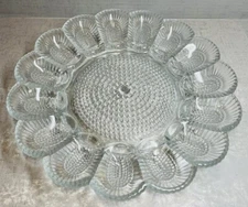 Vintage Mid Century INDIANA GLASS HOBNAIL Clear Deviled Egg Plate Dish 11"