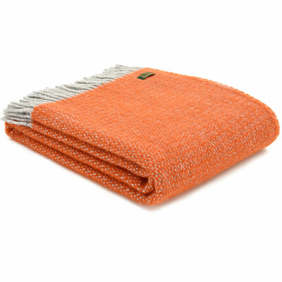 TWEEDMILL TEXTILES 100% Schurwolle Schlafsofa Überwurf Decke British ILLUSION PUMPKIN