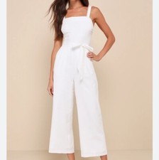 Lulus Ivory Jumpsuit Womens XL White Lagenlook Coastal Beachy Overalls Relaxed Lulus Ivory Jumpsuit Womens XL White Lagenlook Coastal Beachy Overalls Relaxed - Image 1