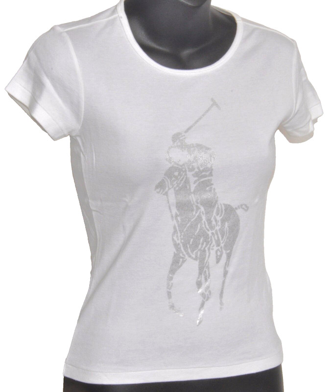 Ralph Lauren Purple Label Collection White Silver Pony Cotton Tee Shirt Sz S/P