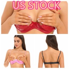 Women Underwire Open Nipple Bra Sheer Lace Unlined Push Up Cupless Shelf Bras