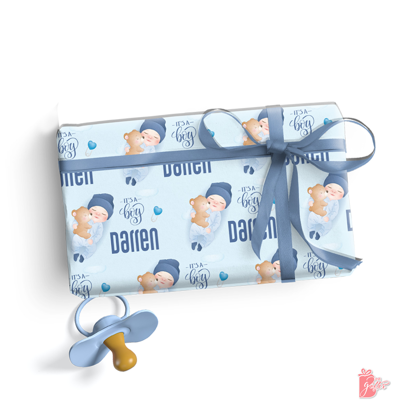 Newborn Baby Shower Gift Wrap Name Personalized Custom Gift Wrapping Paper Roll