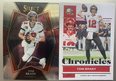 (2) Tom Brady 2021 PANINI SELECT PREMIER LEVEL #101 + 2021 Chronicles #89 Bucs