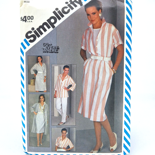 Simplicity 6273 Size 12 Misses' Pants Slim Skirt Double-Breasted Coat Dress - Picture 6 of 6
