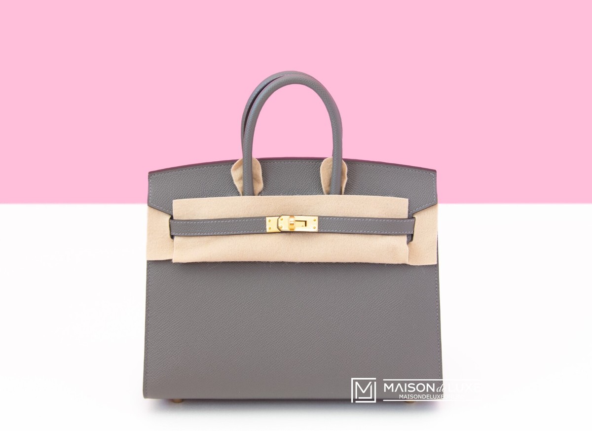 NEW HERMES GRIS MEYER SELLIER BIRKIN 25 BAG EPSOM GOLD HANDBAG