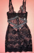 Victoria's Secret 34DDD,36B,36C,36D,36DD L SLIP DRESS black lace SHINE STRAP