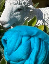 Wool Roving, Teal Blue Wool Roving, Teal Blue Roving, Spin Fiber, Felting Wool