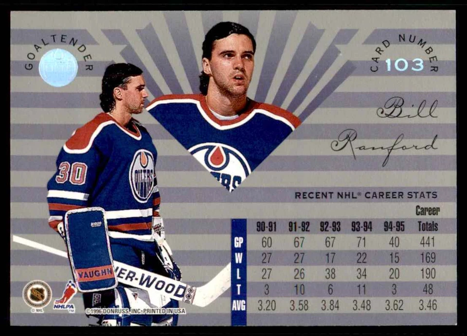 1995-96 Leaf Limited Bill Ranford Edmonton Oilers #103 - Image 2 of 2