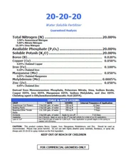 20-20-20 Pro-Sol Premium Fertilizer For Commerical Growers  $16.50-$47.95