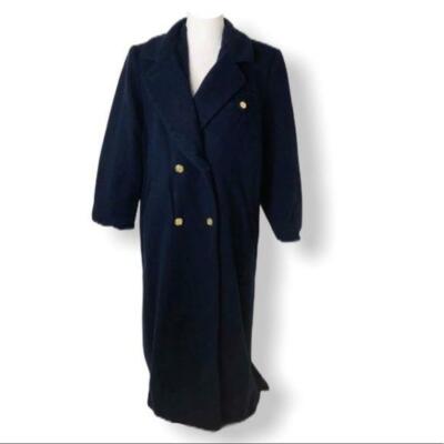 Forecaster Coat Womens Size 9 to 10 Blue Wool Full-Length Button-Down