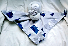 Baby Essentials Gray Blue Bear Security Blanket Mountains Clouds