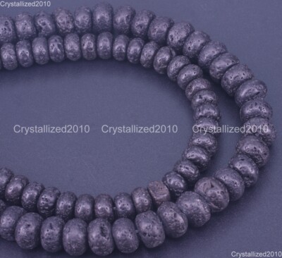 Natural Gemstone Volcanic Lava Rock Rondelle Spacer Loose Beads 4mm 6mm 8mm 16''