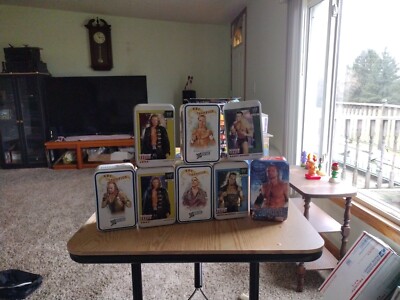  Topps Heritage Wrestling Men Empty Tin Lot Of 8 Nice Collection 