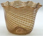 Venetian Art Glass Handkerchief Vase Swirls of Sparkling Goldstone Lutz ~ Video