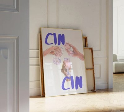 Cin Cin Cocktail Poster | Cheers Print, Maximalism, Drink Print, Beverages