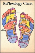 Foot Reflexology Chart Poster 2, Massage Therapist Gift Poster, Vintage Poster