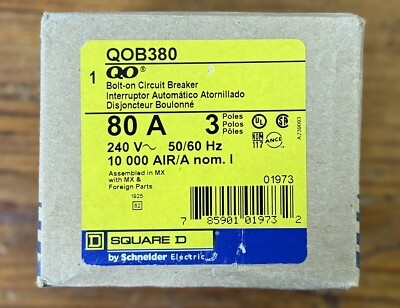 Square D QOB380 80 A Miniature Circuit Breaker