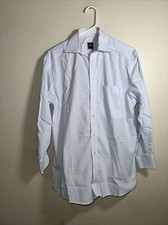 ETON Mens Checked Shirt Blue Casual Formal Cotton Single Cuffs 23x29.5