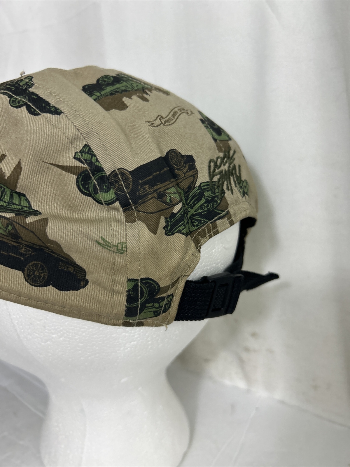 Rocksmith 5 Panel Strapback Hat Beige Leather Bri… - image 7