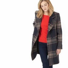 La Redoute Softgrey Double Breast Checked Coat Size Uk 8 Nh011 Bb 02