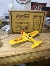 1932 "NORTHROP GAMMA AIRPLANE" Die Cast "COCA COLA" Coin Bank 1995 Mint in Box