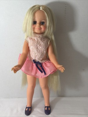VTG 1971 Ideal Movin Groovin Velvet Doll Growing Hair Original Pink Dress- Works