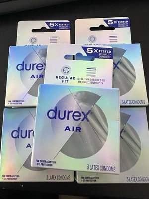 Durex Air Regular Fit Condoms - 5 Packs (3 Condoms per pack, Total of 15)