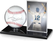 Baseball Display Case for Ball and Cards Clear Base Ball Holder Ring Stand Set