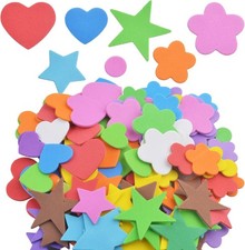 Glitter Foam Stickers 140Pcs Heart Star Flower Shapes Craft Self-Adhesive