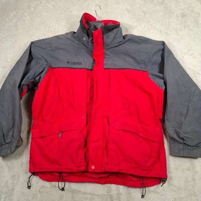 Columbia Jacke Herren XL rot grau Wechsel wasserdicht Mantel Outdoor Wandern 3-1