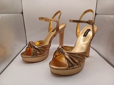 NEW Nine West Winne 5.75" Knot Heeled Platform Sandal-Bronze Women Size 9.5M  US