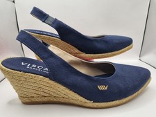 Viscata Bracelona Espadrille marineblau Fersenriemen Keilabsatz Schuhe UK Größe 5